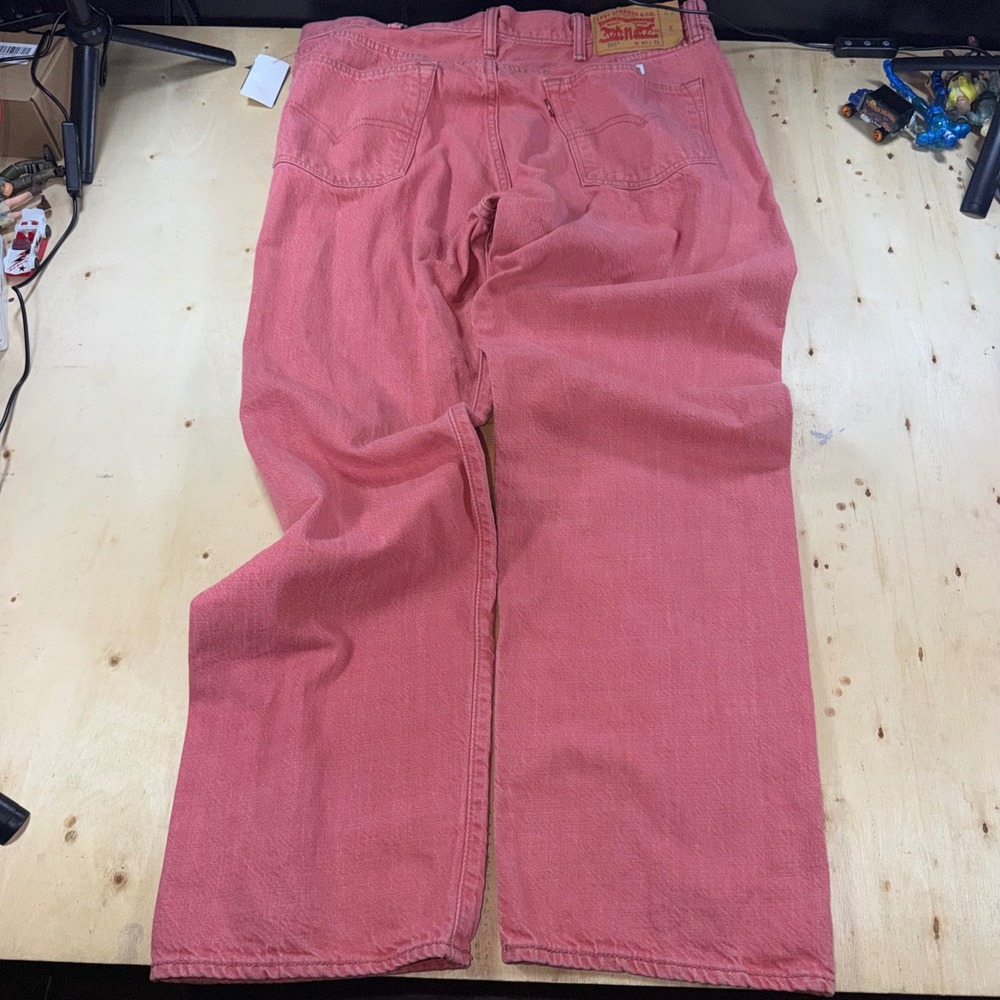 Levis 501 Original White Oak Cone Denim Jeans Red W40 L32 Mens Straight Leg - Picture 3 of 6